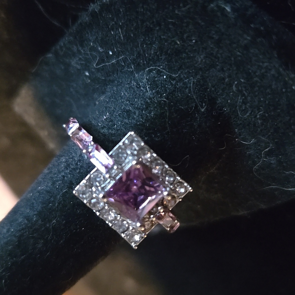 Purple and Silver Women's Ring, 8